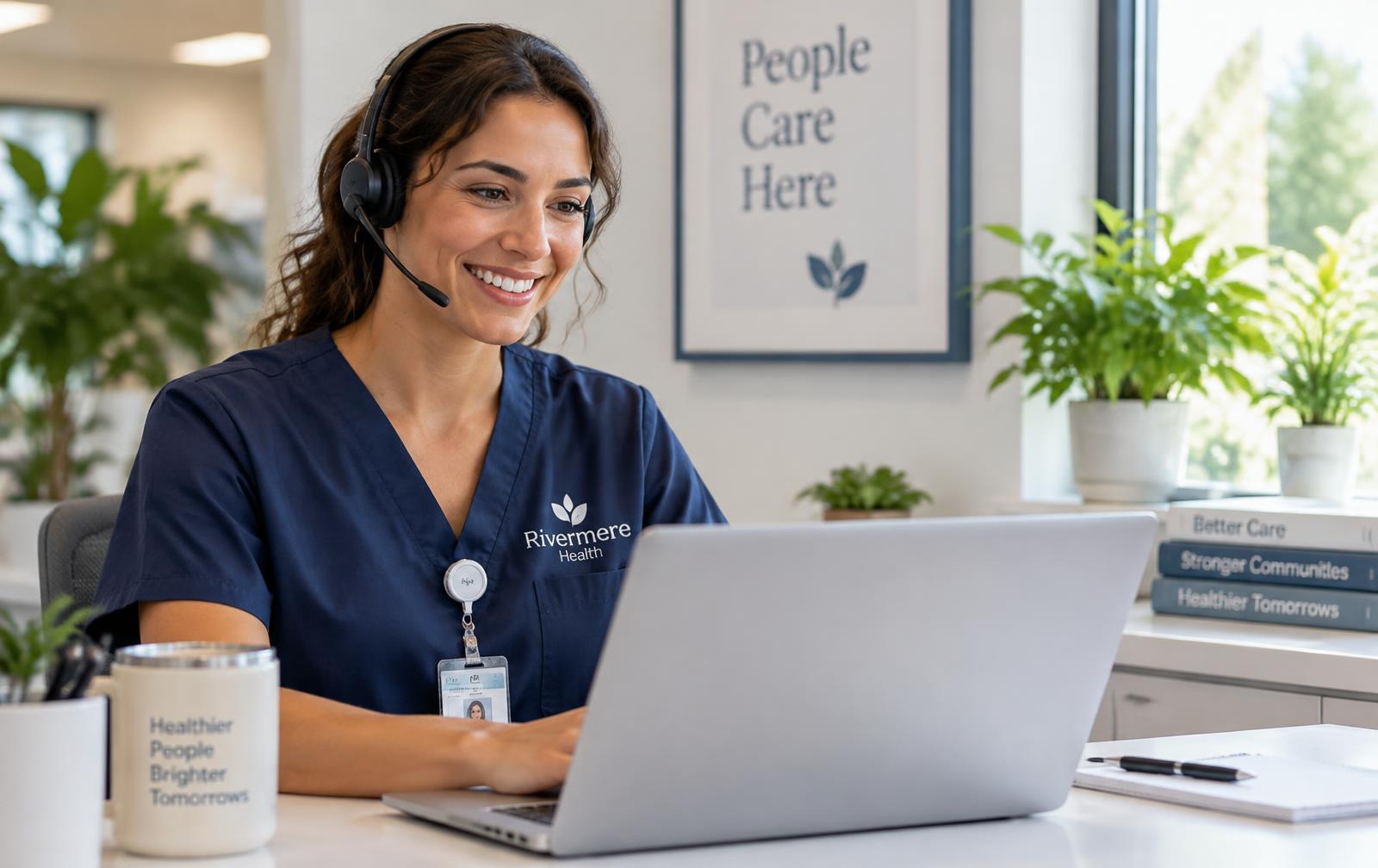 Care coordinator on a call at her desk